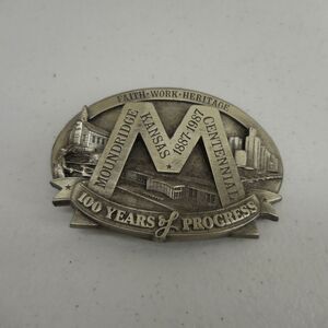 Kansas Centenial Year Celebration Limited Edition Belt Buckle Pewter 4" Vintage